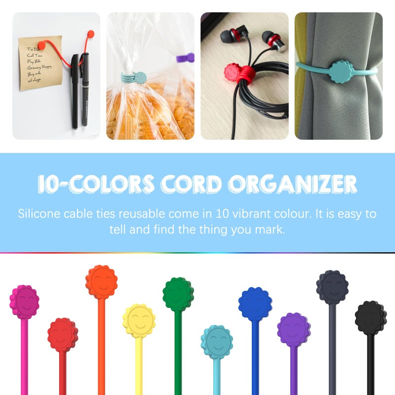 Rich&Ray Reusable Silicone Twist Ties  Magnetic Cable Ties with Strong Magnet for Organizing Cables  Hanging Stuff  Used in Many Ways or Just for Fun (6C - 6pack) - Image 3